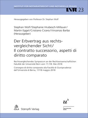 cover image of Der Erbvertrag aus rechtsvergleichender Sicht/Il contratto successorio,aspetti di diritto comparato